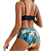 Kupaći za žene Tummy Control Ženski push-up podstavljeni plus veličine prekrivanja tiskani bikini kupaći kostim crni m
