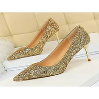 Bellella Womens Stiletto potpetica Glitter haljina pumpa šiljasti prstiju seksi d'orsay cipele za vjenčanje cipele za vjenčanje zlato 7.5