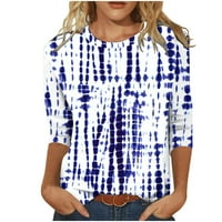 Qwertyu casual crew bluze za kratke majice za ženske majice za ženske majice na klirensu grafički vitke majice za žene trendi ljetni ženski ljetni vrhovi plavi xl