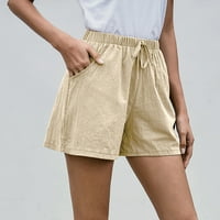 Simplmasygeni ženski casual kratke hlače Plus veličine Čvrsti pamučni i posteljina na plaži