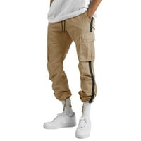 Teretne hlače Muške četiri sezone Street Street Sports Multi džepni nožni struk čipka za patchwork vrpce Teretne pantalone srebrne veličine XL