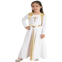 Renvena Girls Metallic haljina haljina Lyrica Pohvala ples kostim pune dužine crkvenu liturgijsko obožavanje