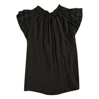 Huachen ženske majice kratkih rukava Bluze casual v-izrez za crtanje, crna, xl