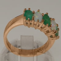Britanci napravio 14k ružino zlato prirodno smaragdno i opal ženski vječni prsten - veličine opcija