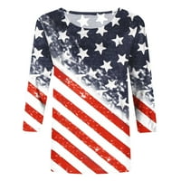 Odeerbi 4. jula Patriotska košulja za žene Modna dana nezavisnosti Štampana majica Tri četvrtine rukava