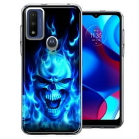 Motorola moto g Pure G Power Blue Flaming Skull Dvoslojni poklopac telefona