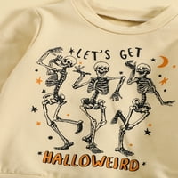 Biayxms Baby Boy Fall Outfits dugih rukava skeletna slova uzorak dukserica + hlače postavljena topla