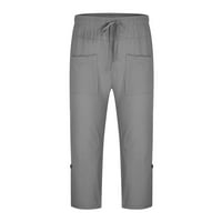 Teretne hlače za muškarce čišćenje muškaraca čvrsti povremeni elastični pojas džep pamučne patke pantalone pantalone