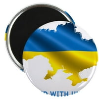 Cafepress - Stojim sa Ukrajinom zastavom ukrajinski magneti za ponos - 2,25 Okrugli magnet, hladnjak magnet, magnet dugmeta