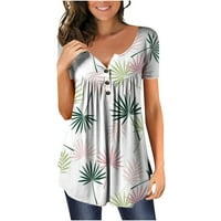 Ljetna bluza Žene Ljetne vrhove Ležerne prilike modne kratke rukave V rect T-majica Ispisani vrhovi