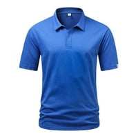 Muška majica kratki rukav mužjak proljeće ljeto čisto pamučno dvostruko dugme Čvrsta boja rever Golf majica plavi xxl
