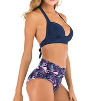 Bikini Fashion tiskani seksi visokog struka Split Womens SplitSuits Blue XL