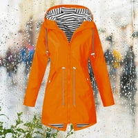 Duga kišna jakna Ženska vodootporna s kapuljačom kišnog kaputa Plus veličina lagana kabanica Jesen Zip