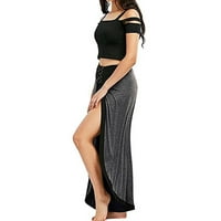 Pgeraug joga hlače široka noga čipka u obliku labavog struka Palazzo pantalone hlače za žene tamno siva