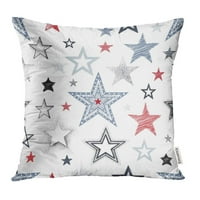 Šareni uzorak sa zvijezdama crvene crne i indigo boje apstrakcija na bijelim tepihom jastučnice za jastuče