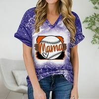 Olyvenn ženski trendi majica za mjesec dana, ljetni kratki rukav Tees bejzbol mama Ispis vrhova Crew
