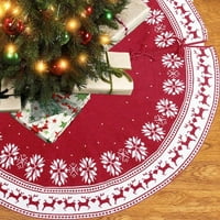 Suknja za božićne, crvena pletena suknja s božićnim drvećem sa snježnim pahuljicom i jelena, rustikalno dvostrano Xmas suknje za božićne ukrase za odmor za odmor na otvorenom
