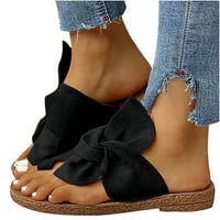 Sandale za žene AOLEJEA Odmor uštedu modne žene Otvori nožni klizni luk-čvor udobne sandale papuče s niskim potpeticama Crno 4. Na Cleance