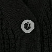 Symoidni ženski kaputi - modni casual dugih rukava V-izrez Dugme Solid Duetar Dame vrhovi crne m