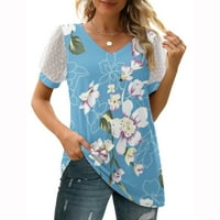Dame Ljetni vrhovi i bluze Modna žena kauzalna V-izrez cvjetni ispis bluza Puff rukava kratka rukava