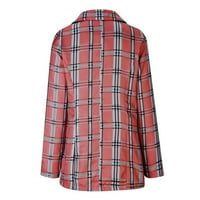 Hinvhai sezonski kaput za žene za žene Žene Čvrsto boje Corduroy dugih rukava izdubite džemper Crveno 14