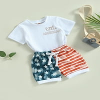 4. jula Baby Boy Outfit kratki rukav Crewneck košulja na vrhu Američkih zastava Krašice USA Memorijalna