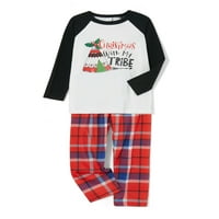 Peyakidsaa Božićni podudaranje porodice pidžama majica s dugim rukavima Hlače zaslona za odmor PJS jammies