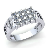 Real 2ctw okrugli rez dijamantski muški klasični treptajni angažman prsten od punog 10k ruža, bijeli