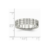 Čelika od nehrđajućeg čelika brušena tri CZ Veličina prstena: 12; za odrasle i tinejdžere; Za žene i muškarce