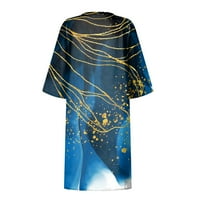 Clearsance YoHome Ljetne haljine Žene Ljetni modni Ležerni cvjetni print V izrez Half Rukovna haljina Blue XXXXXL