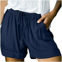 Hinvhai Plus veličine hlače za čišćenje ženskih comfy crtača Splice elastični pojas džepne hlače