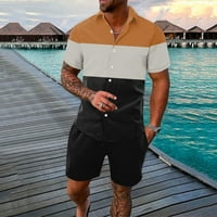 Muški proljetni ljetni slobodno vrijeme Sports Hawaii Beach Stitch Stripering Stripe Ispiši majice kratkih rukava Hlače dvostruki set muški apartman i odijelo