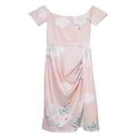 Sanviglor Dame Swing Haljine s kratkim rukavima midi haljina cvjetna sitnica Sunderss comfy ljetni ružičasti