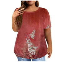 Ženska majica s kratkim rukavima Okrugli vrat Plus majica za majicu Ispisani povremeni vrhovi
