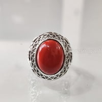 CORAL MANS prsten, prirodni crveni koraljni prsten, uniseni nakit, srebrni prsten, srebrni prsten, rođendanski poklon, teški muški prsten, arapski dizajn, prsten od osmanskog stila, Ring, Turska mens ring