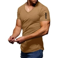 Zrbywb moda novi muški vrhovi majica Muška ljetna moda casual puni boja patentni džepni majica kratka rukava s majicom top bluza