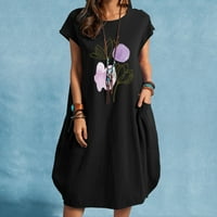 Ženska labava haljina s džepom klirensom Trendy cvjetna tiskana haljina Vintage Ljeto Comfy kratki rukav