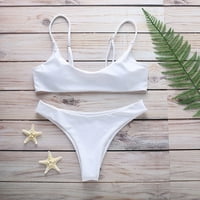 GUBOTARE bikinis za žene ženski Halter Thong bikini Top String Micro Triangle Bikini Top kupaći kostim, bijeli m
