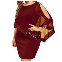 HOMCHY ženske haljine plus veličine hladnog ramena prekrivena asimetrična šifon bez kaiševa bez haljina bez kaiševa crvena 5xl