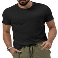 HAITE MAN Ljetni vrhovi Crew Crt Majica Majice Solid Color T majica Odmor Basic Tee Rad Bluza s kratkim rukavima Black XL