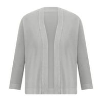 Ženski dugi rukav Cardigan Cardigan Solid Color Otvoreni prednji rameni lagani plemenčić Džemper Grey