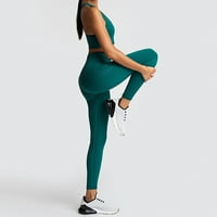 Joga hlače Jogers za žene Boja Ženska joga Sportska visoko struk prsluk trčanje fitness odijelo - sukost žena odijela i setovi ženske hlače vojska zelena m