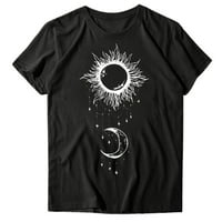 Wendunide prevelike majice za žene Žene Sunce Moon Star Print T Majica Okto Tort kratkih rukava Majica
