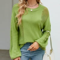 Jeseni modni džemperi za žene čvrsti patchwork džemperi za žene Juniorski kabel pletenja vrhova posade