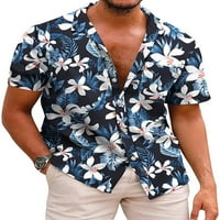 Colisha Muške ljetne majice rever vrat kratki rukav majica Havajska dnevna nosi cvjetni tisak Tee Style J 4XL