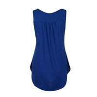 Henley Camisole Leisure Solid Tops bez rukava moda za žene plavi xl