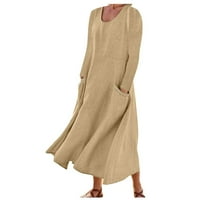 Haljine za čišćenje Plus veličine Vatrogasna prodaja Ženska modna duga rukave pune boje pamučna posteljina