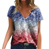 Vrhovi za žene ljetne vrhove Ležerne modne kratkih rukava V rect majica na majicama narezinu američku