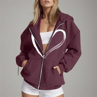 Duksevi za žene Žene Ležerne prilike dugim rukavima s dugim rukavima Zip Up Crckstring Hoodie Dukseri