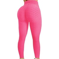 Francuska Dimple Ženska mjehurića Bubble Bubble Hip Fitness Trčanje visokih struka joga hlače vruće ružičaste